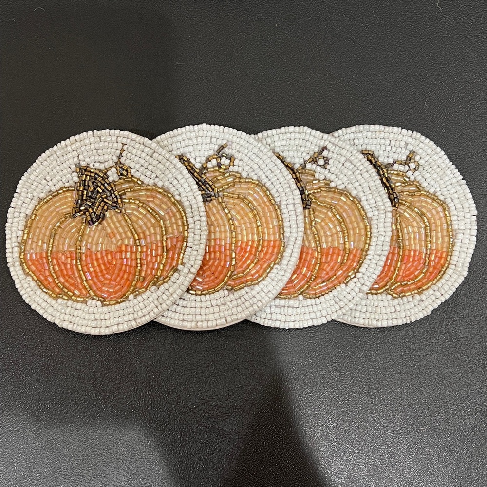 Embellished Homes | Pumpkin Beaded Coasters (4) 🍂 - Picture 3 of 4